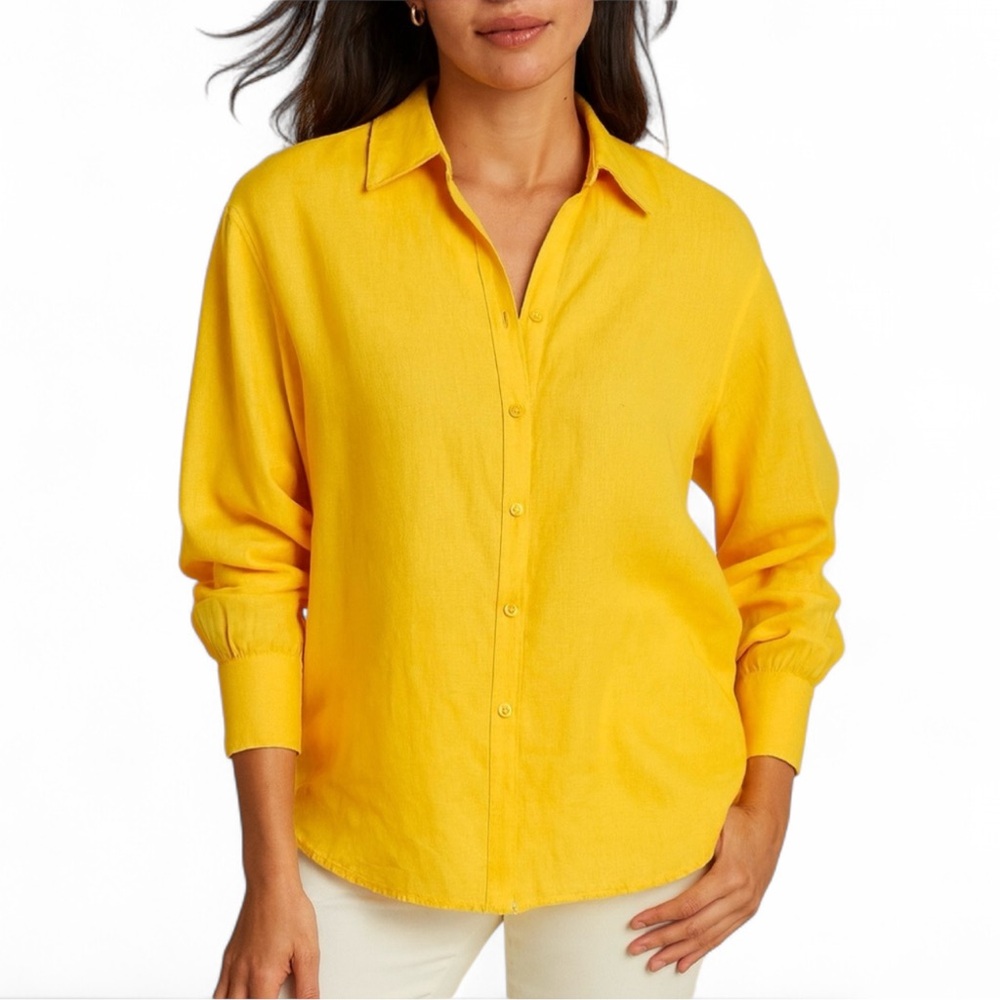 Banana Republic Yellow Linen Button Down Shirt - Size S